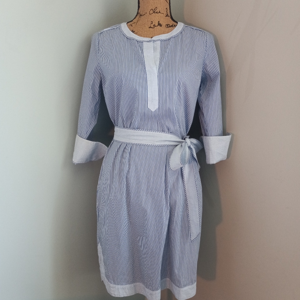 Vineyard Vines Womens Blue White Stripe Shirt Tunic Dress Size 2